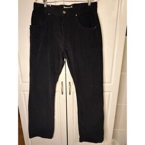 Split Vintage Skateboard Black Corduroy Grunge Y2K Wide Leg Pants Sz 34x32.5